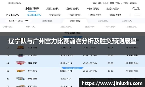 辽宁队与广州富力比赛前瞻分析及胜负预测展望